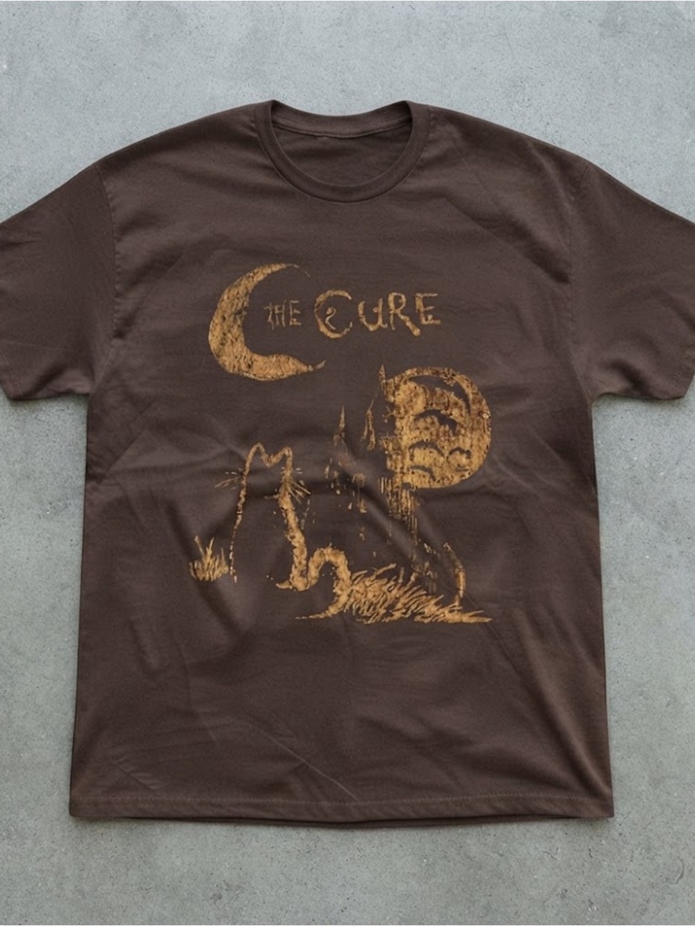The Cure Wish Album Art Graphic Brown Gildan T-shirt